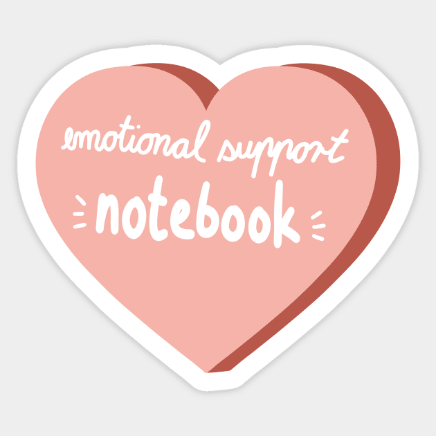 emotional support notebook calligraphy in a pink heart ( sticker decoration notebook ) Sticker by loulou-artifex